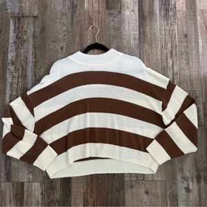 H&M brown and cream striped sweater